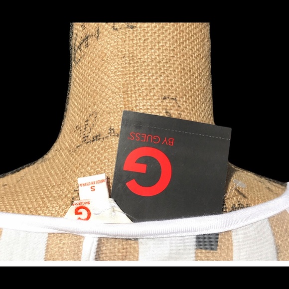 True White Stripe Sheer Top by Guess - Picture 2 of 3